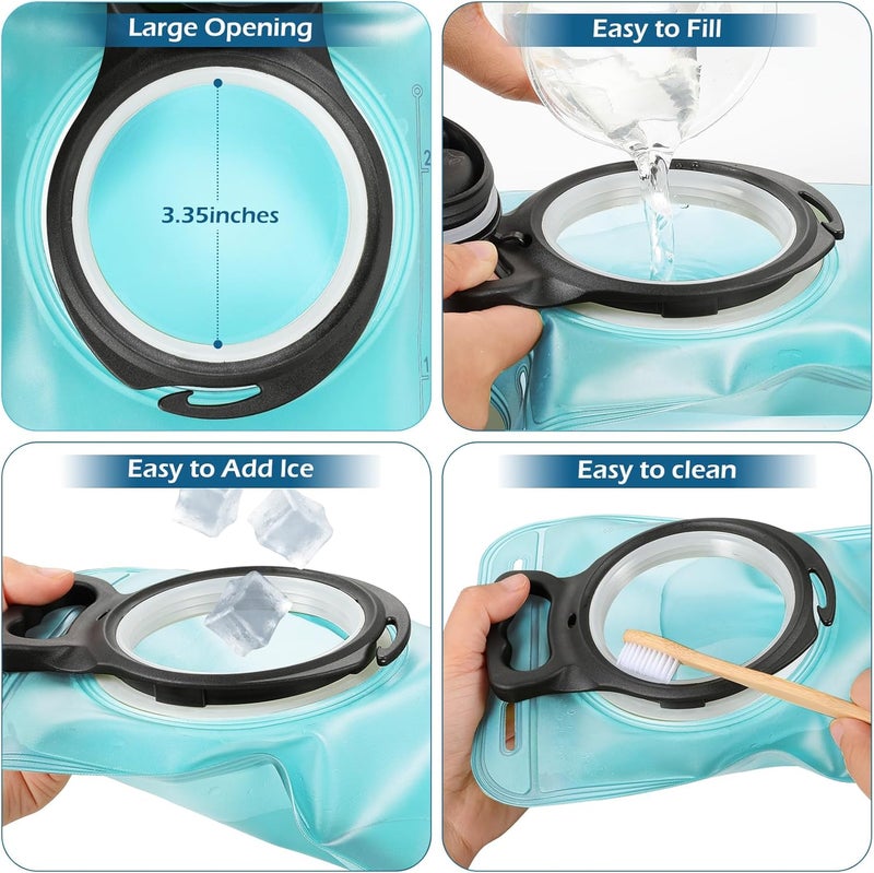 FRTKK 2L/3L Hydration Bladder, Leak Proof Water Bladder for Hydration Pack, BPA Free Wide Opening Ergonomic Shape Water Reservoir for Running Hiking Cycling Camping - Image 3